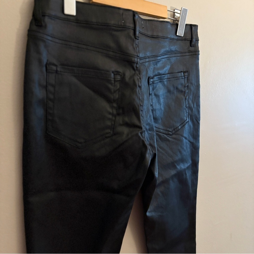 H&M Black Wax Skinny Jeans,  Faux Leather Look – Size 10 Like New - Picture 12 of 15